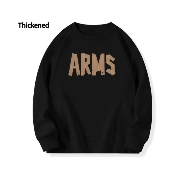 Women's Round Neck Sweatshirt, Non pilling, Fleece lined And Thickened Top Black Thickened - Shop at LoveMi