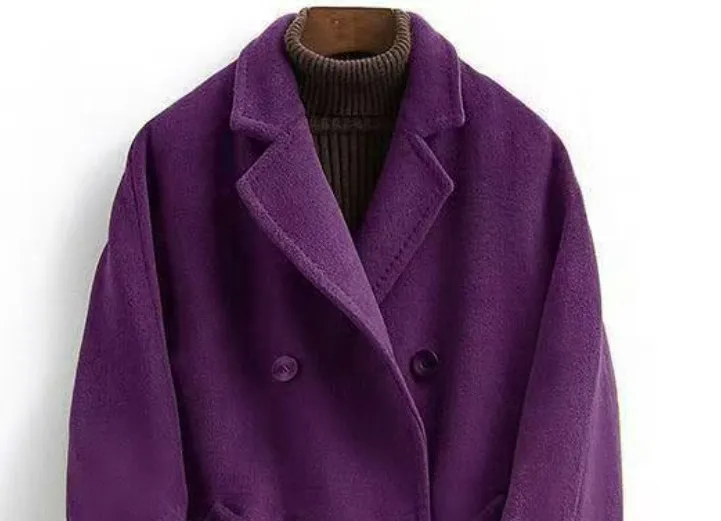 Women's Double-faced Wool Long Loose Slim Wool Coat - Purple