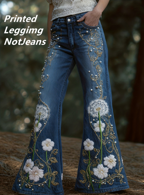 Comfortable And Simple Women's Wide-leg Pants, Floral Print Trousers