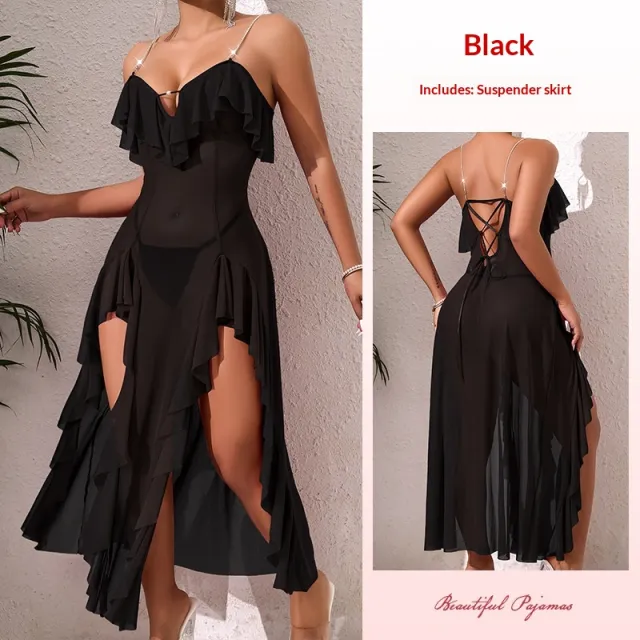 Sheer Temptation Backless Elegant Evening Gown Black - Shop at LoveMi