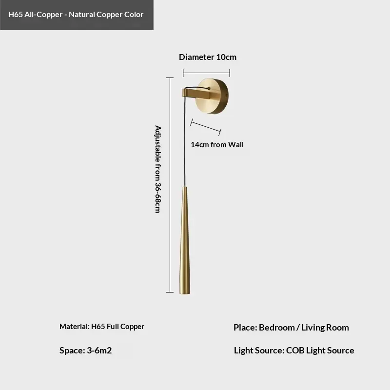 All-copper Minimalist Pendant Bedside Wall Lamp