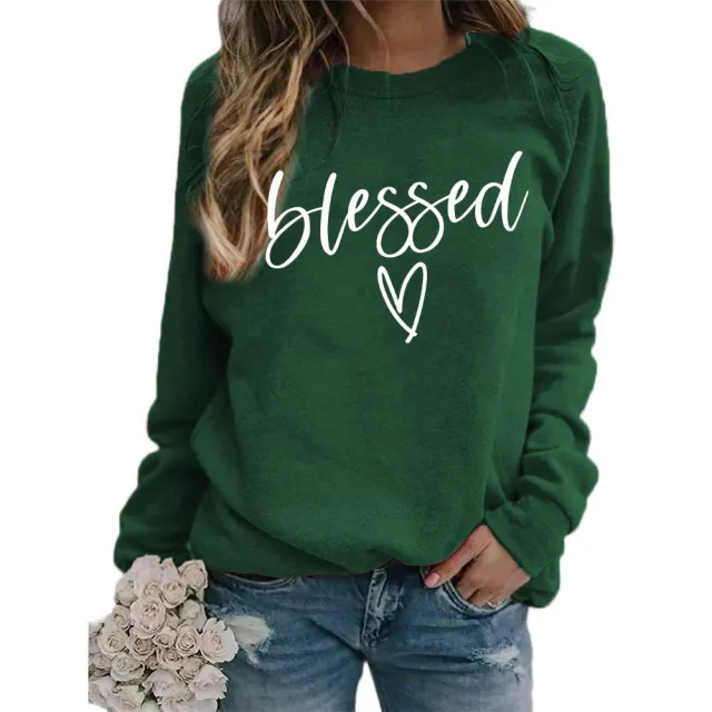 Love Print Round Neck Women's Top Green - Shop at LoveMi