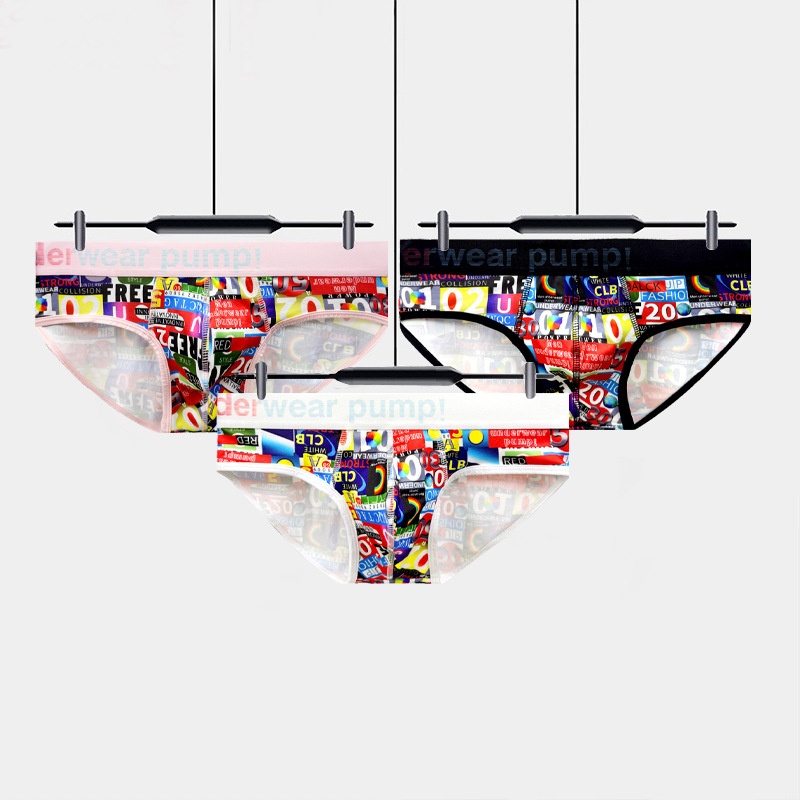 Elastic Large Print Underwear Triangle Low Waist Men's Plus Size