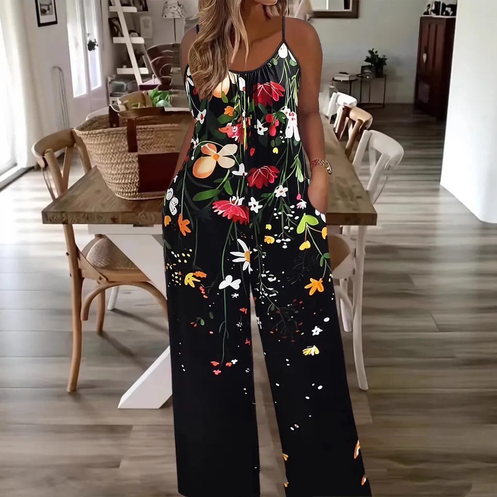 Female Creative Versatile Printing Gallus Siamese Trousers - L-Color