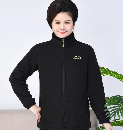 Middle-aged And Elderly Thickened Fleece Hooded Sweatshirt - Black