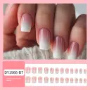 Simple Pink And White Gradient Detachable Nail Art view 5