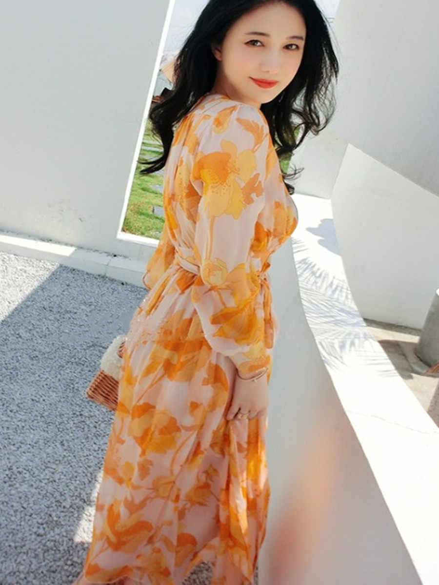 Chiffon High-Waist Dress