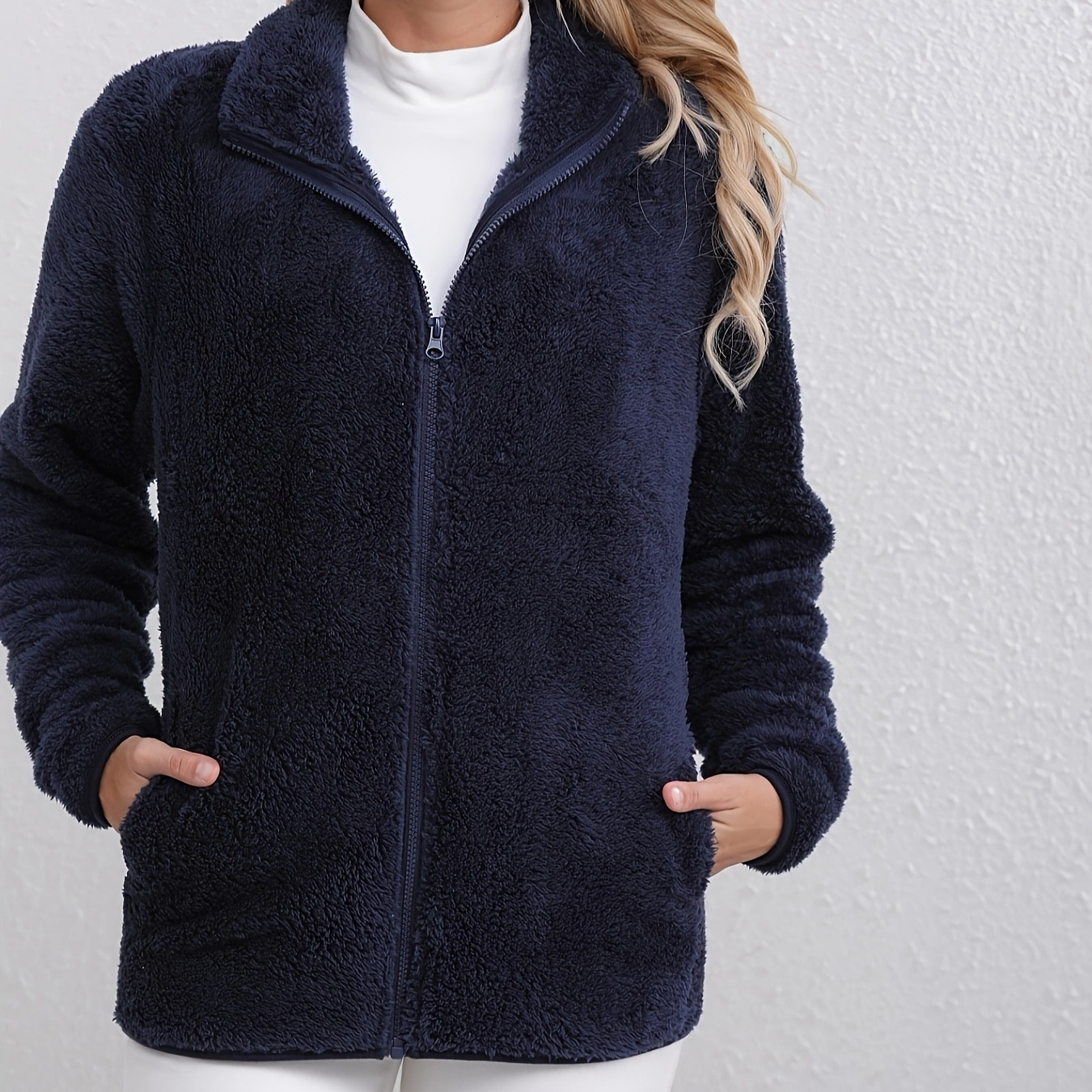 Super Stylish And Versatile Hoodless Fleece Zip-up Jacket Cardigan