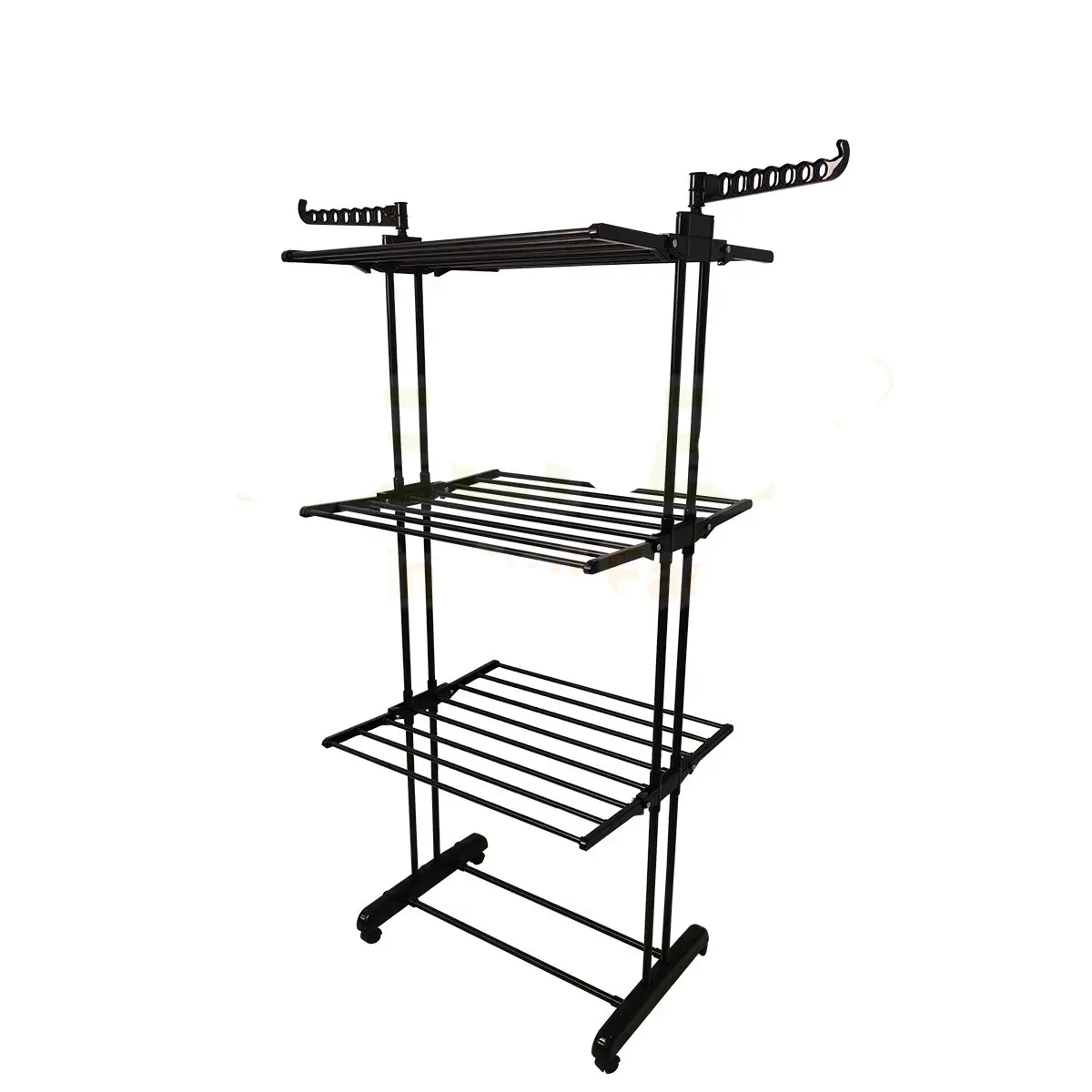 Multi-functional Three-tier Floor Clothes Rack Movable