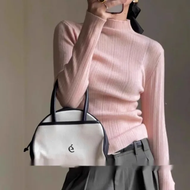 Casual Half collar Knitted Women's Top Pink - Shop at LoveMi