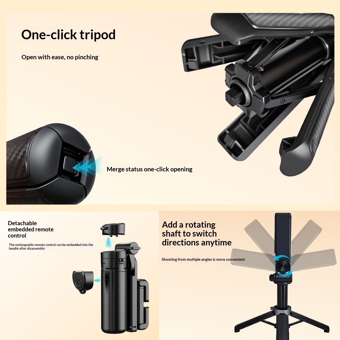 Ultra-mini Portable Selfie Stick Retractable Bluetooth Assistor Portable Concert Stand Live Streaming Photo Tool