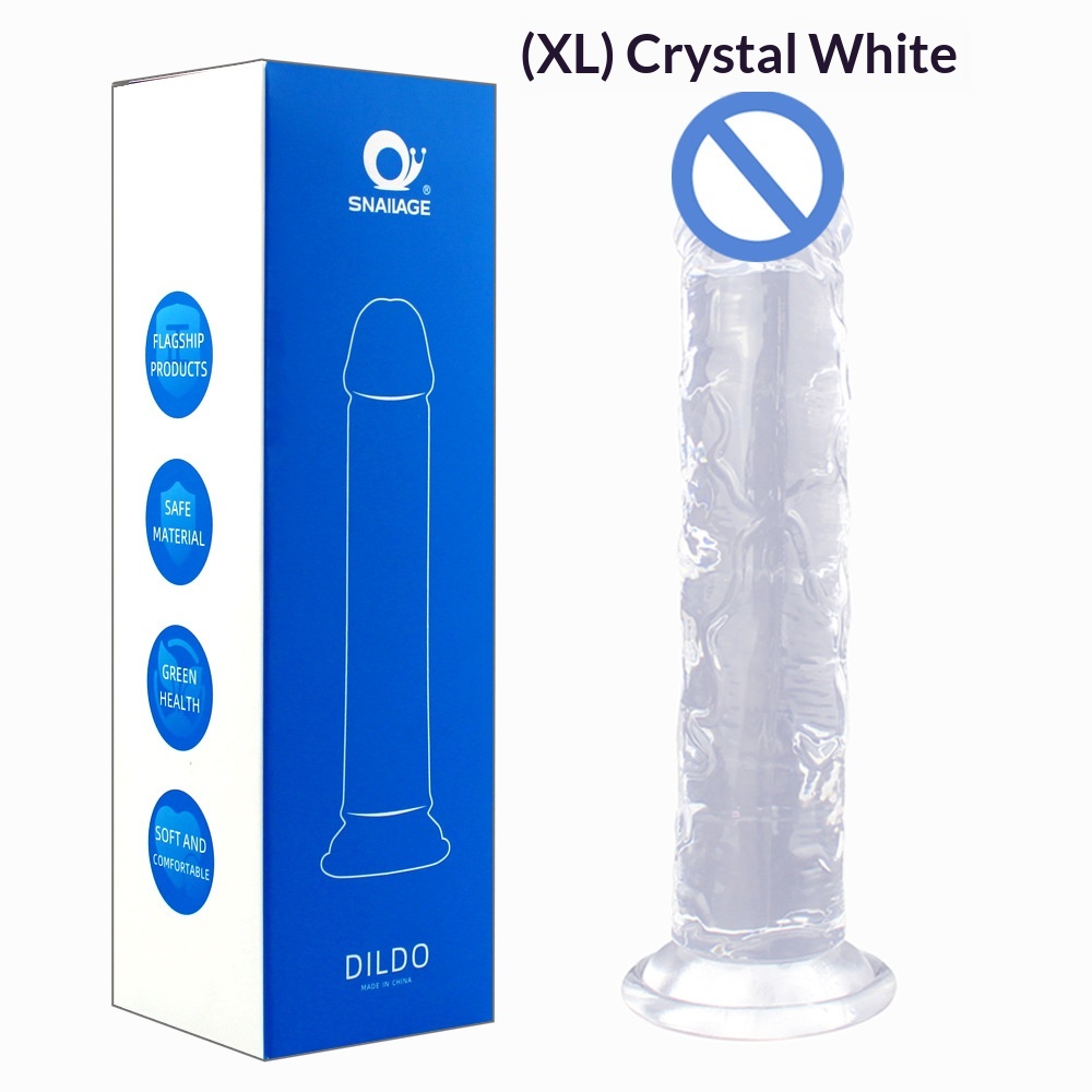 Egg-free Crystal Clear Silicone Dildo Toy 17