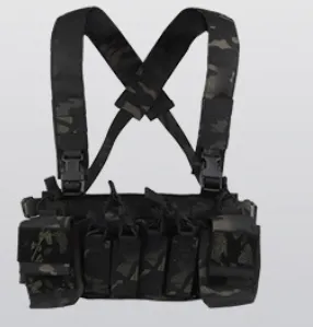 Camouflage Multi-functional Expandable Chest Harness With Accessory Storage Pouch - Black