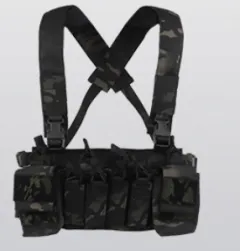 Camouflage Multi-functional Expandable Chest Harness With Accessory Storage Pouch - Black - View 1