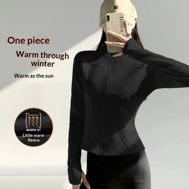 Women's Autumn Running Sports Cycling Fleece Long sleeved Jacket Black - Shop at LoveMi