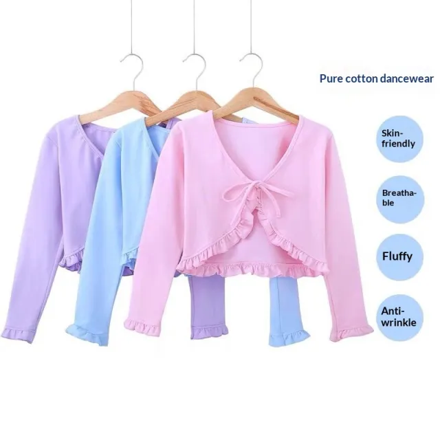 Children's Practice Uniform Dancewear Long sleeved Cotton Fleece For Girls Violet With Velvet - Shop at LoveMi