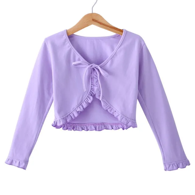Children's Practice Uniform Dancewear Long sleeved Cotton Fleece For Girls Violet Thin - Shop at LoveMi