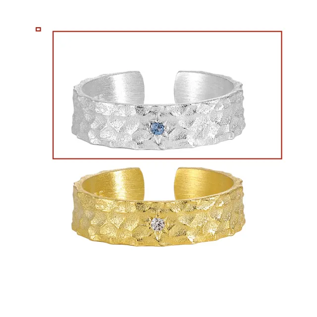 Hammer Texture Inlaid Diamond Ring For Women In Minimalist Style White Gold Color - Shop at LoveMi