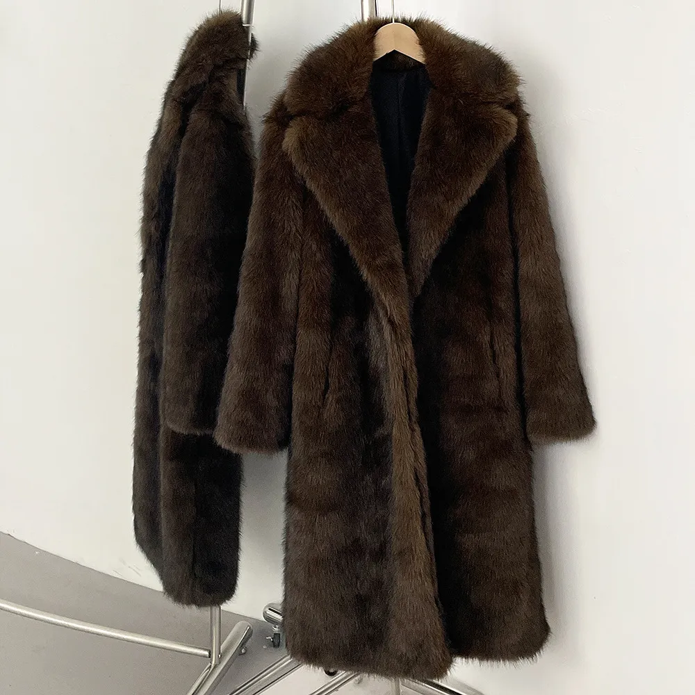 High-quality Artificial Fur Faux Fur Coat For Women - Dark Coffee