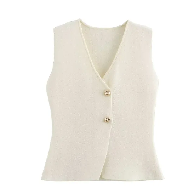 Women's New Gold Button Knit Vest Vest - Shop at LoveMi