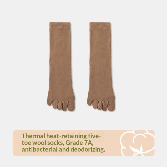 Wool Five toe Women Mid calf Five toe Socks Winter Warm Long Winter Ladies Anti slip Thickened Stockings Camel - Shop at LoveMi