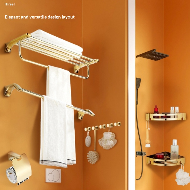 Golden French-style No-drill Premium Bathroom Shelf