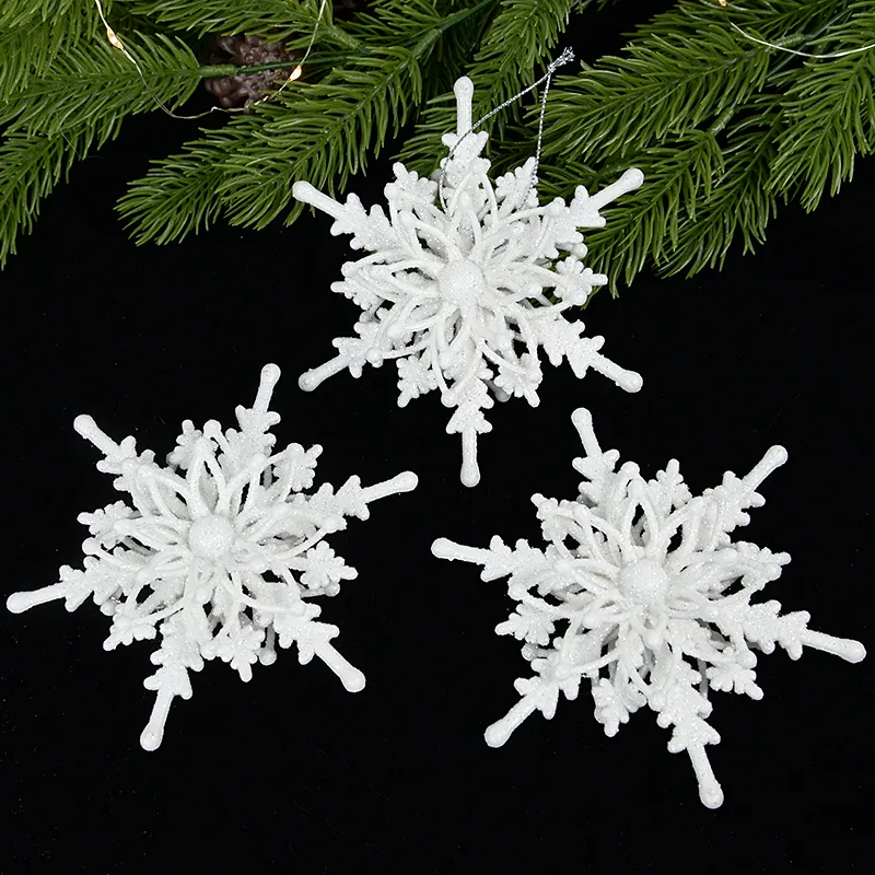 Christmas Snowflake Ornaments 3D Ice White Snowflakes Christmas DIY Crafts Hanging Pendants Xmas Tree Decorations New Year Christmas Tree Pendant – image 3