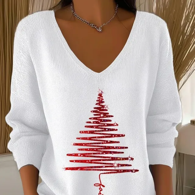 3D Printed Women's Fashionable Christmas V neck Long Sleeve T shirt Sx6623 Style 3Xl - Shop at LoveMi
