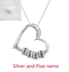 Personalised Heart Necklaces Women Jewellery Custom Name Necklaces & Pendants Mothers Day Gift - Silver - View 1