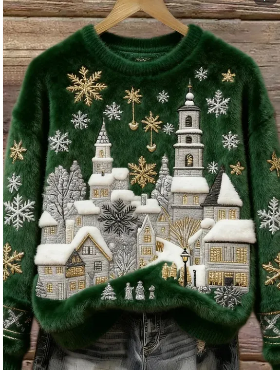 Christmas Retro Green Unisex Sweater - Dz244087Lyjdagr - View 1