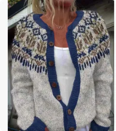Cardigan Colour-blocked Loose-fitting Fashionable Knitwear - Style 8963 - View 1