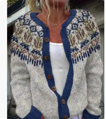 Cardigan Color blocked Loose fitting Fashionable Knitwear Style 8963 - Shop at LoveMi
