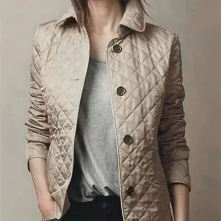 Fashionable Elegant Lapel Cotton-padded Jacket - Khakib