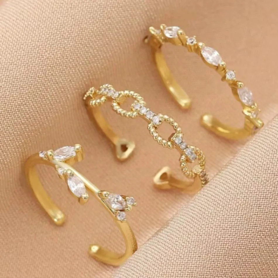 Simple And Sweet Three-piece Ring - Shallow Kc Gold