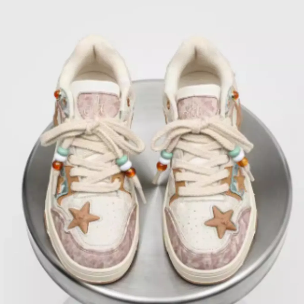 High-end Platform Platform Sneakers With Star Pattern For Couples - Pink