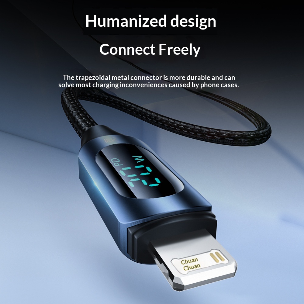 Fast Charging Nylon Braided Cable With Digital Display