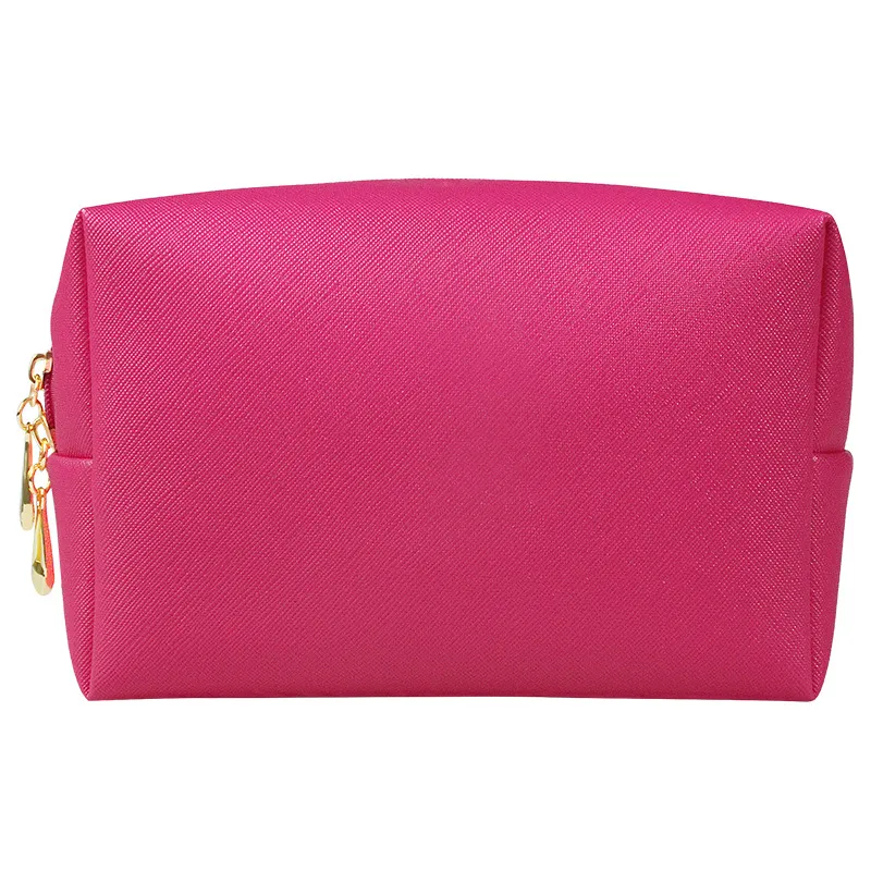 PU Leather Octagonal Square Makeup Storage Bag Simple Design - Rose