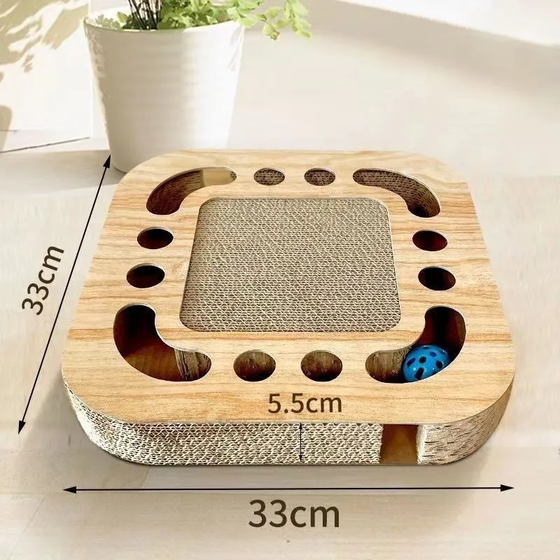 Grab And Play 2-in-1 Treasure Cat Round Scratch Pad Toy - Square - View 1