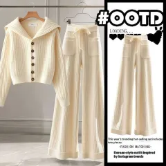 Women's Elegant, Soft And Versatile Knitted Top With Casual Straight-leg Pants - Suit - View 1