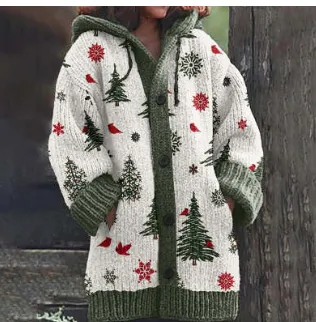 Ladies Hooded Mid length Sweater Coat Dz 169488Llgreen - Shop at LoveMi