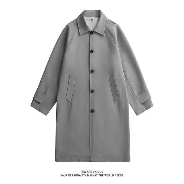Fashionable Coat, American, British, Retro And Simple Mid length Grey - Shop at LoveMi