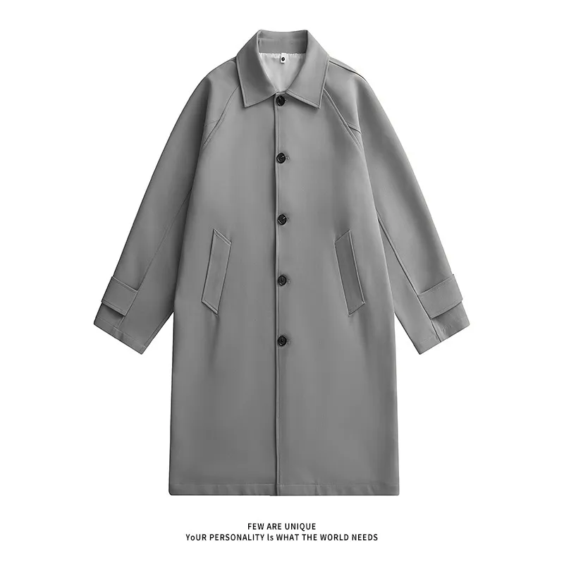 Fashionable Coat, American, British, Retro And Simple Mid-length - Grey
