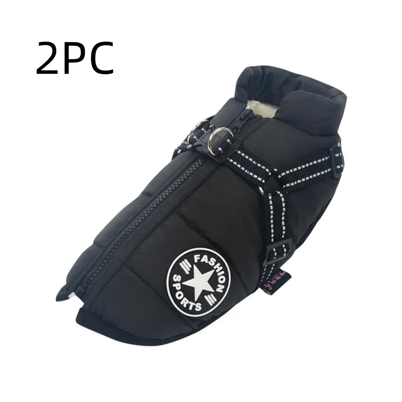 Large Pet Dog Jackets Winter Warm Dogs Clothes Coats - Black