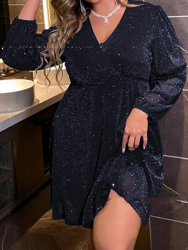 Autumn And Winter Long Sleeve Sexy V neck Party Evening Dress Blue - Shop at LoveMi