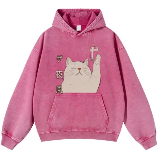 Heavyweight Washed Vintage Loose Oversized Sweatshirt Rose Red - Shop at LoveMi