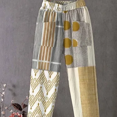 Ethnic style Paisley Elastic Waist Loose Straight leg Pants Tufhj 89474 - Shop at LoveMi