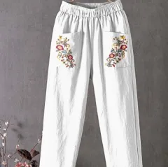 Ethnic-style Paisley Elastic Waist Loose Straight-leg Pants - Tufhj 89479 - View 1