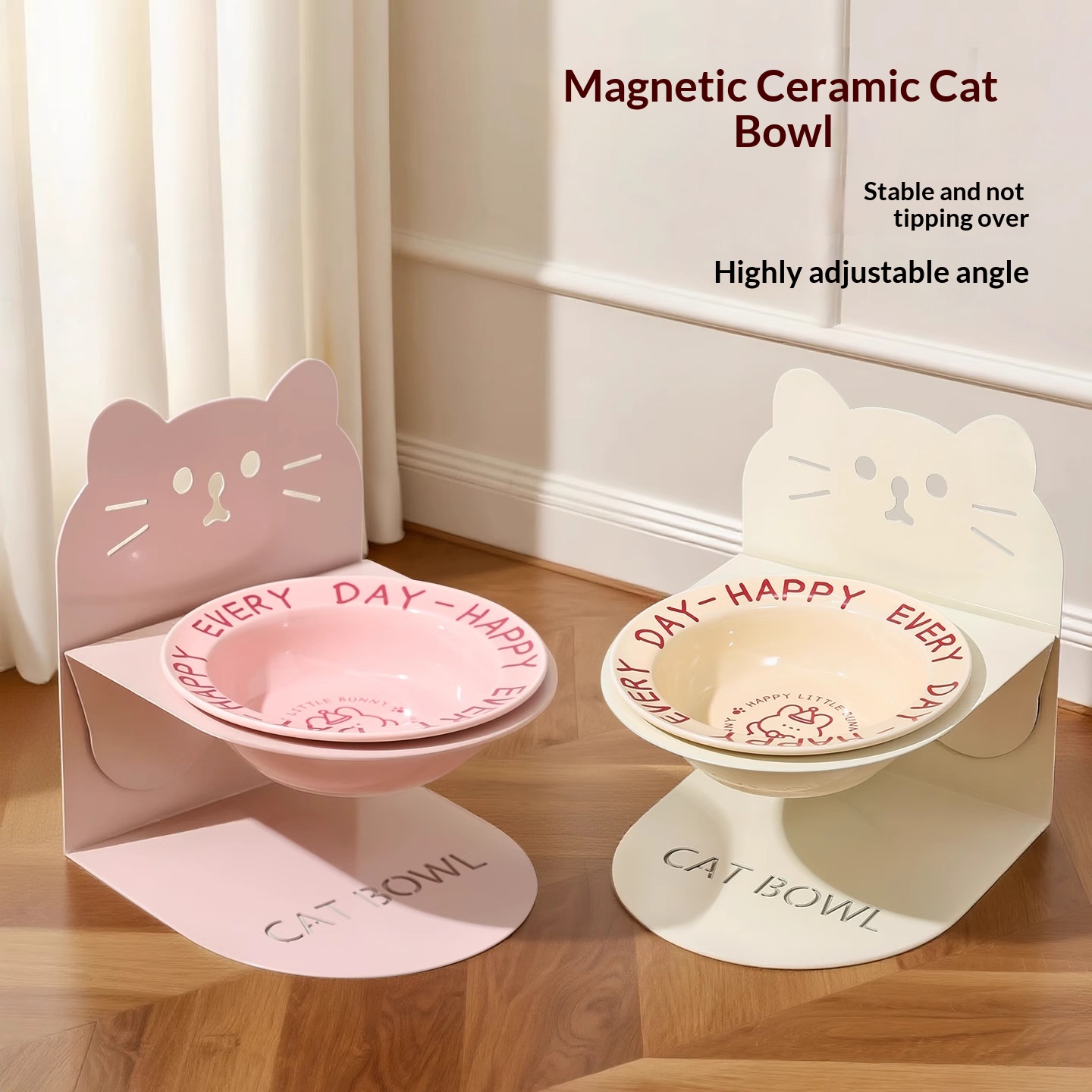 Ceramic Cat Food Cat Magnetic High-legged Cat Bowl Stand Cat Food Bowl Cervical Spine Protection Dog Bowl
