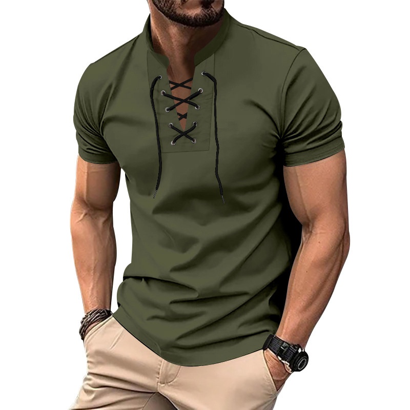 Men's Thin V-neck V-tie Casual Sporty Short Sleeve 06edc3f3 F998 48ae 9a91 1ca68db87abf Trans