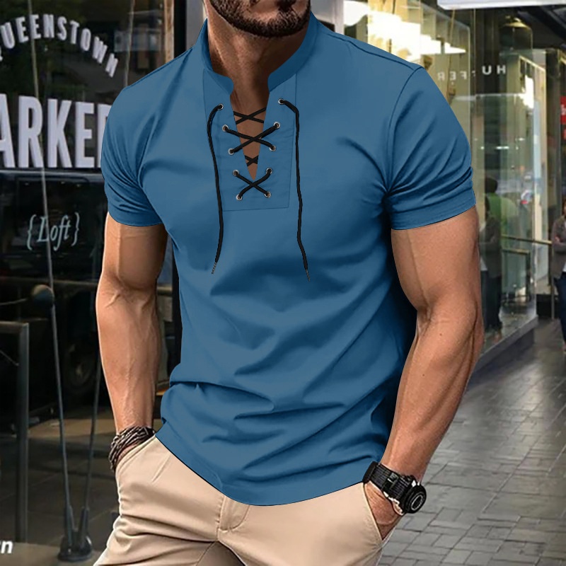 Men's Thin V-neck V-tie Casual Sporty Short Sleeve 45979f2d 4819 4a82 9116 Db04fd7a9a22 Trans